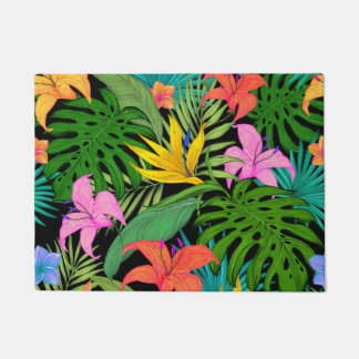 Tropical Plants and Colourful Flowers Doormat