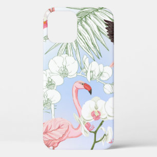 Tropical plants and flowers. Seamless pattern, bac iPhone 12 Case