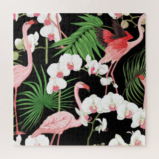 Tropical Plants Birds Coloured Illustration Jigsaw Puzzle