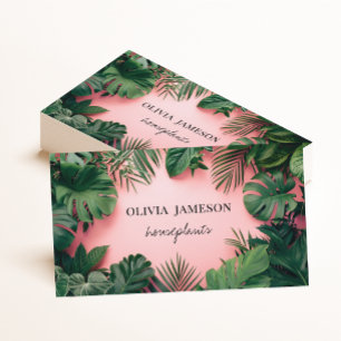 Tropical plants botanical houseplant nursery pink business card