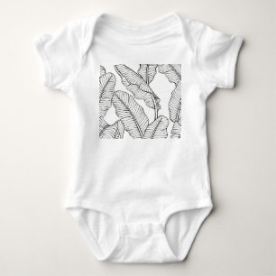 Tropical plants, flowers, jungle sketch. baby bodysuit