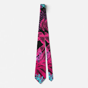 Tropical plants in bold colours tie
