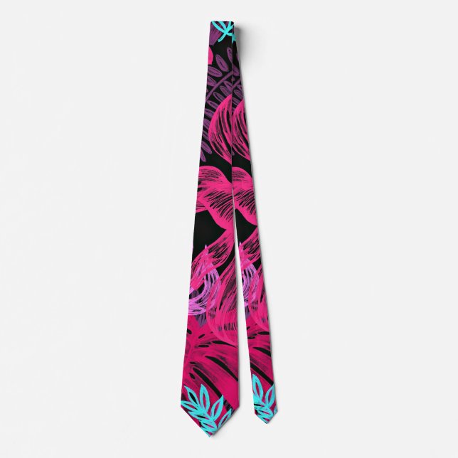 Tropical plants in bold colours tie (Front)