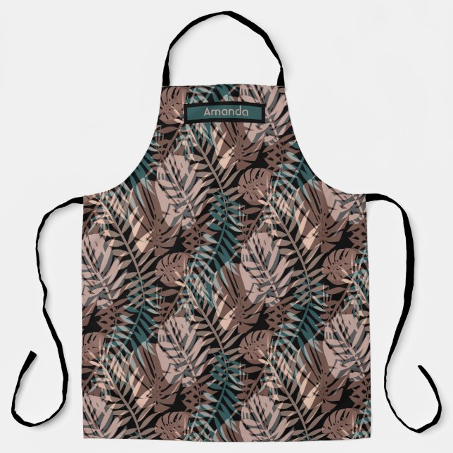Tropical plants, jungle, tropics , beige ,leaves  apron (Front)