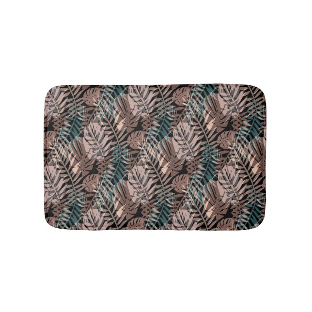 Tropical plants, jungle, tropics , beige ,leaves  bath mat (Front)