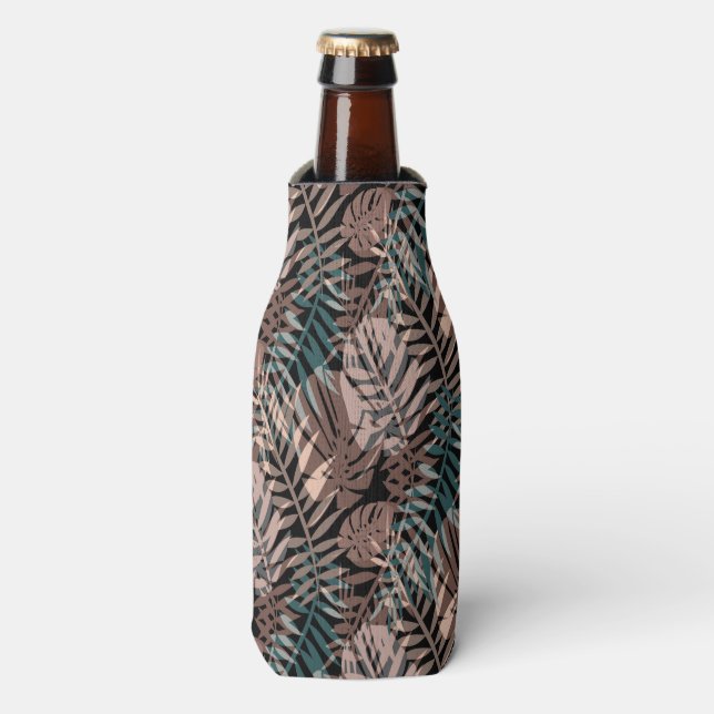 Tropical plants, jungle, tropics , beige ,leaves  bottle cooler (Bottle Front)