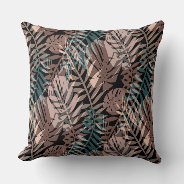 Tropical plants, jungle, tropics , beige ,leaves  cushion (Front)