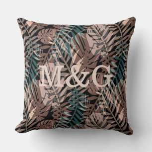 Tropical plants, jungle, tropics , beige ,leaves cushion