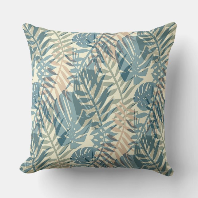 Tropical plants, jungle, tropics , beige ,leaves  cushion (Front)