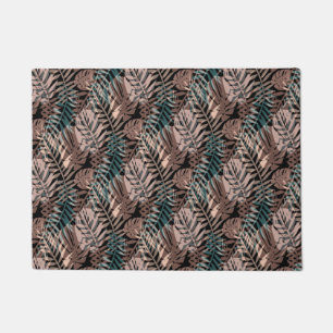 Tropical plants, jungle, tropics , beige ,leaves   doormat