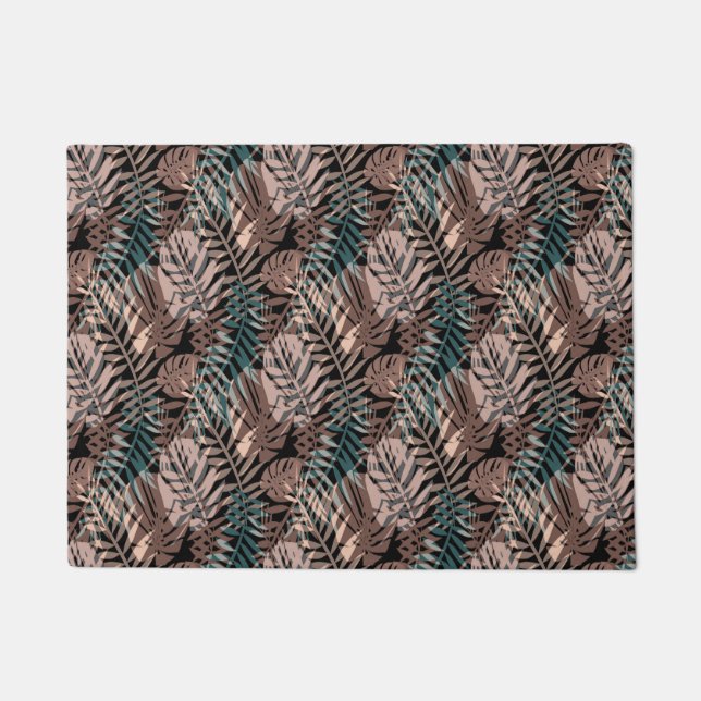 Tropical plants, jungle, tropics , beige ,leaves   doormat (Front)