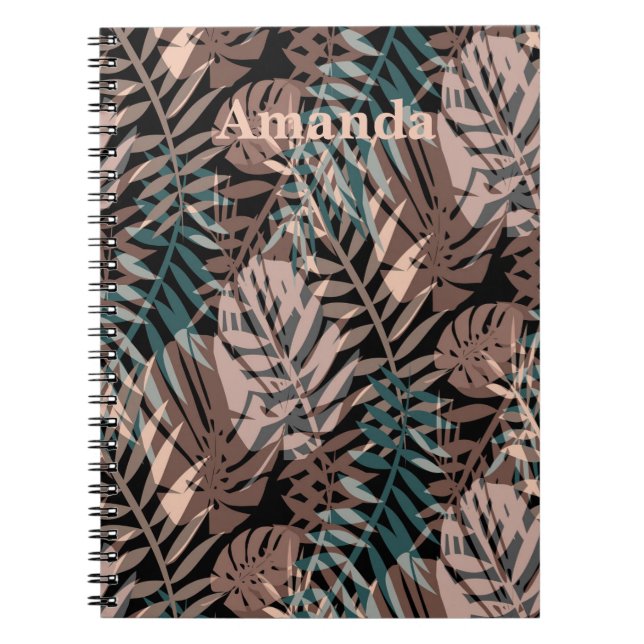 Tropical plants, jungle, tropics , beige ,leaves   notebook (Front)