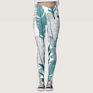 Tropical Plants Leaves Vintage Wallpaper. Leggings