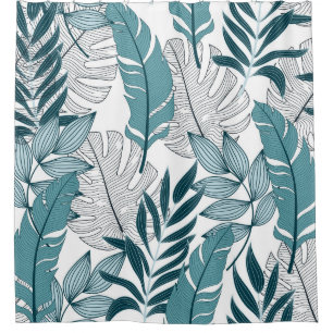 Tropical Plants Leaves Vintage Wallpaper. Shower Curtain