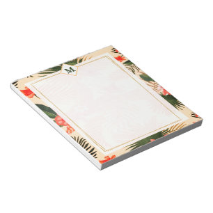 Tropical plants monogram notepad