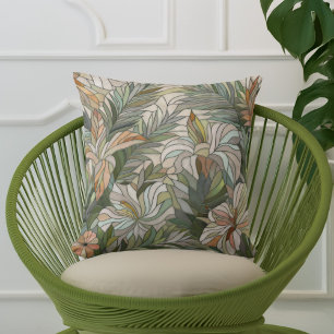 Tropical plants Mosaic Digital Art Cushion