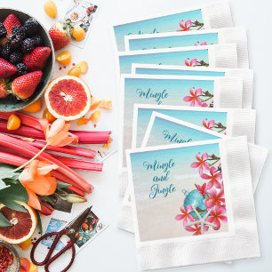 Tropical Plumeria Beach Holiday Party Invitations Napkin