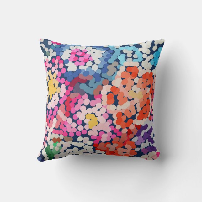 Tropical Plumeria Dotted Spotted Flowers Abstract  Cushion (Back)