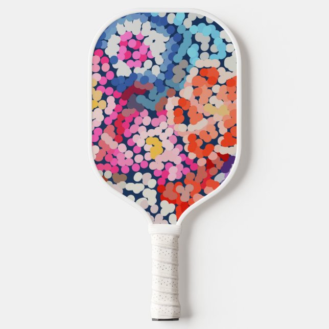 Tropical Plumeria Dotted Spotted Flowers Abstract Pickleball Paddle (Front)