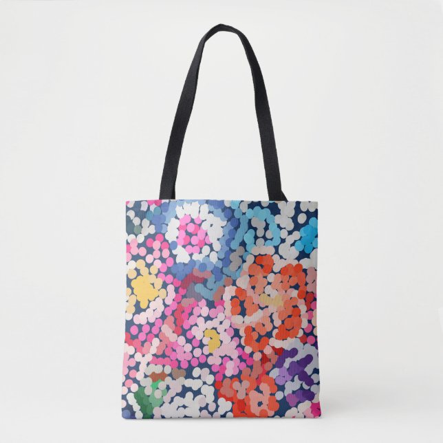 Tropical Plumeria Dotted Spotted Flowers Abstract  Tote Bag (Front)