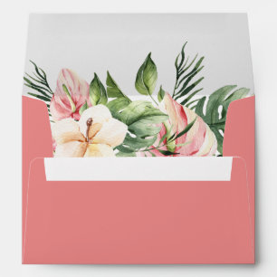 Tropical Plumeria & Flamingo Lily Floral Envelope