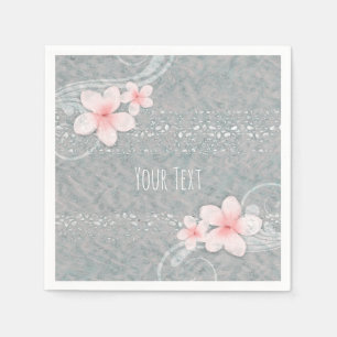 Tropical Plumeria Flower Grey Pink Summer Party Napkin