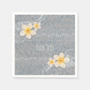 Tropical Plumeria Flower Grey Yellow Summer Party Napkin
