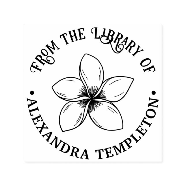 Tropical Plumeria Flower Library Book Name Self-inking Stamp (Design)