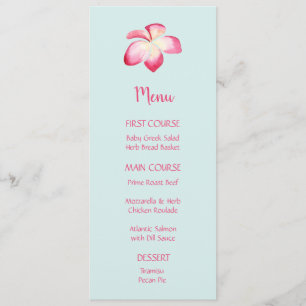 Tropical Plumeria Flower Watercolor Menus