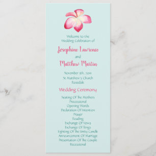 Tropical Plumeria Flower Wedding Programs Programme