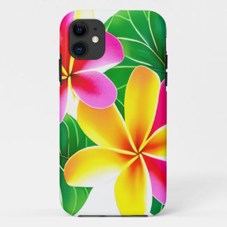 Tropical Plumeria Flowers iPhone 11 Case