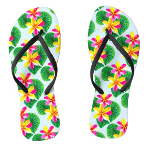 Tropical Plumeria Flowers Flip Flops
