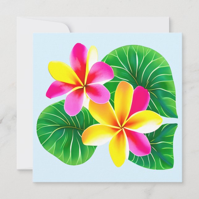 Tropical Plumeria Flowers Invitation (Front)