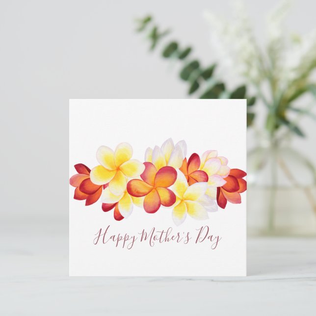 Tropical Plumeria Flowers Mother's Day Card (Standing Front)