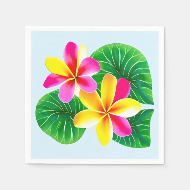Tropical Plumeria Flowers Napkin (Front)