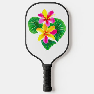 Tropical Plumeria Flowers Pickleball Paddle