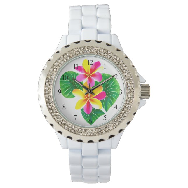 Tropical Plumeria Flowers Watch (Front)