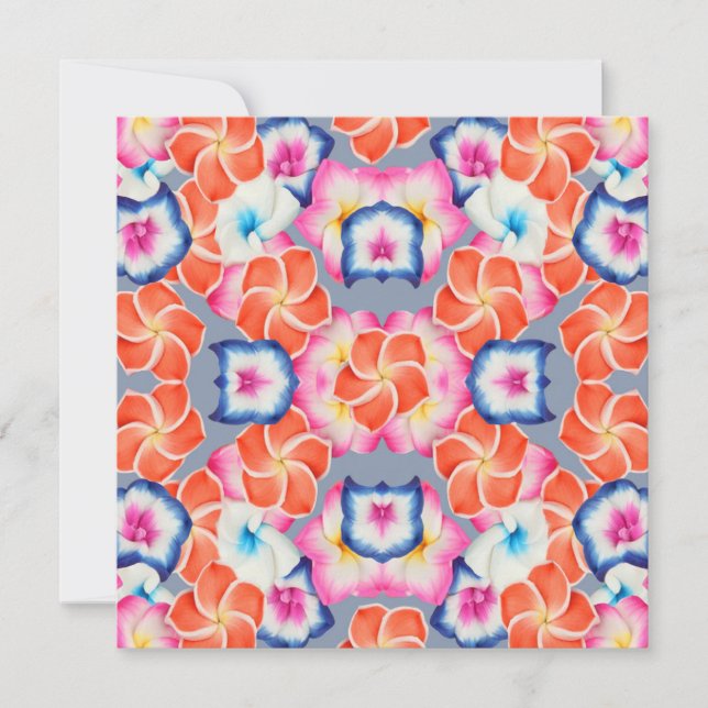 Tropical Plumeria Flowers X Pattern Holiday Card (Front)