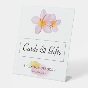 Tropical Plumeria Frangipani Wedding Cards Gifts Pedestal Sign