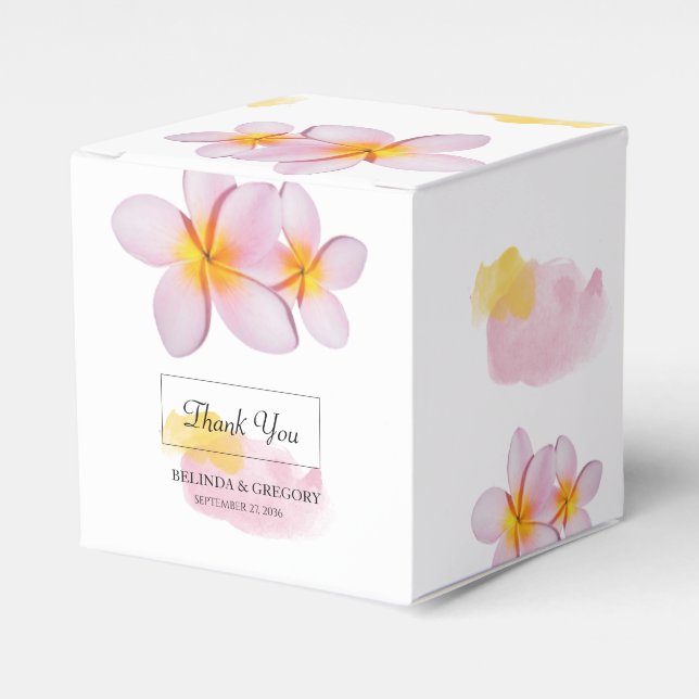 Tropical Plumeria Frangipani Wedding  Favour Box (Front Side)