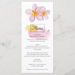 Tropical Plumeria Frangipani Wedding  Menu