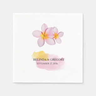 Tropical Plumeria Frangipani Wedding Napkin