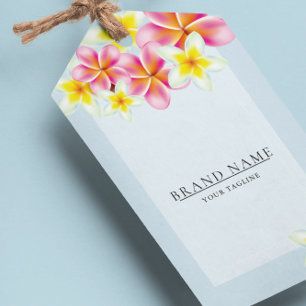 Tropical Plumeria Logo QR Code Hang Tags W/String