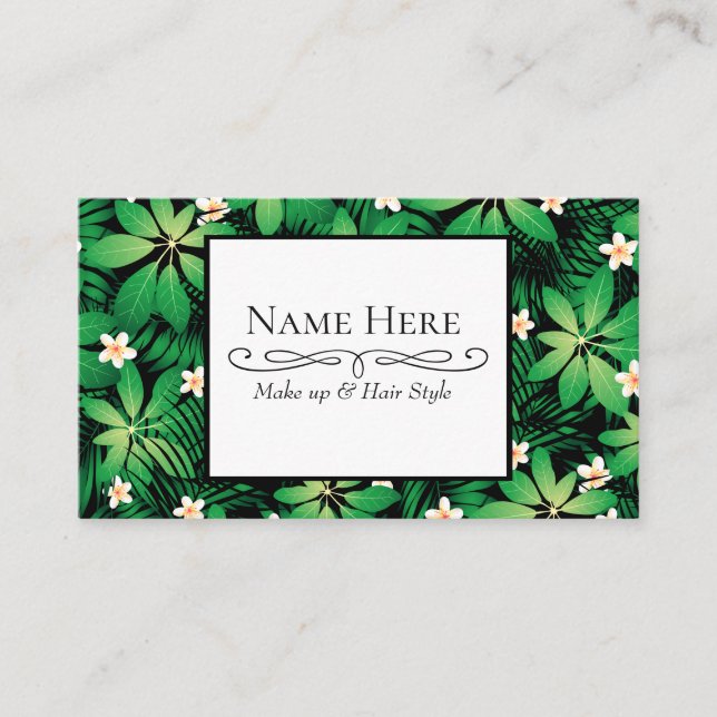 Tropical plumeria lush forest business card (Front)
