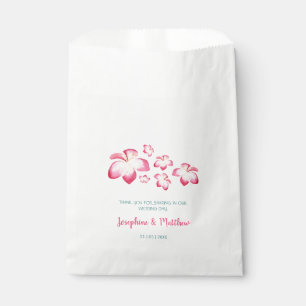 Tropical Plumeria Pink Watercolor Wedding Favour Bags