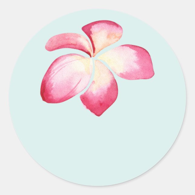 Tropical Plumeria Pink Wedding Favour Stickers (Front)
