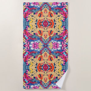 Tropical Plumeria Spotted Flowers Tile Pattern  Beach Towel