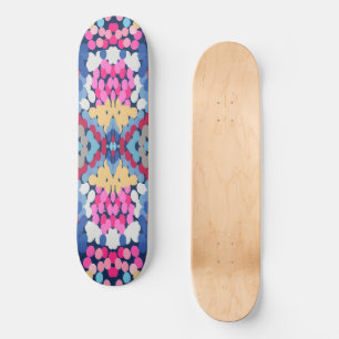 Tropical Plumeria Spotted Flowers Tile Pattern  Skateboard