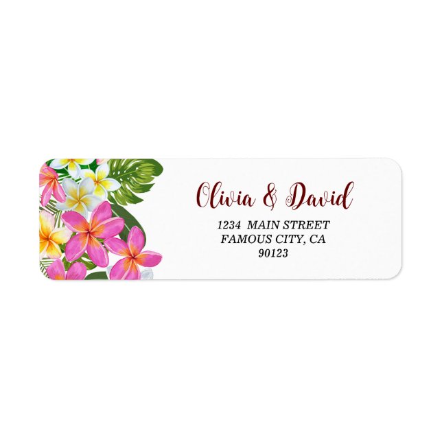 Tropical Plumeria Temple Tree Address Label (Front)