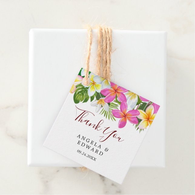 Tropical Plumeria Temple Tree Thank You Favour Tag (In Situ)